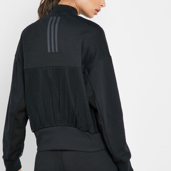 ADIDAS Lightweight Athletic Partial Mesh Bomber Jacket - Size M / NWOT - Picture 2 of 12